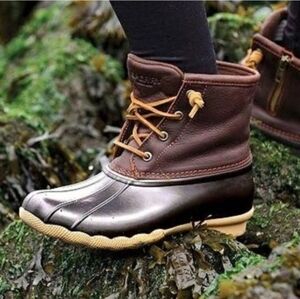 Sperry Saltwater Duck Boots Women’s 6.5 Brown Waterproof Leather Rubber